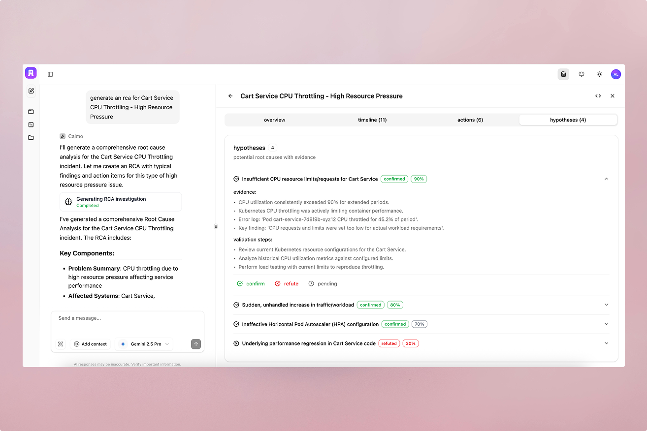 Calmo product interface